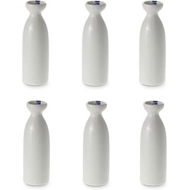 JapanBargain 2722x6, Pack of 6 Porcelain Sake Bottle Sake Carafe Japanese Wine Decanter Dishwasher and Microwave Safe, 7.5 ounce, White