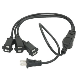 3 Way Extension Cord, 3FT 1 to 3 2 Prong Power Cord Splitter Cable, Y Style Indoor Male to Female Extension Cord Cable, 18AWG SVT 3 Wire 13A 125V,Black