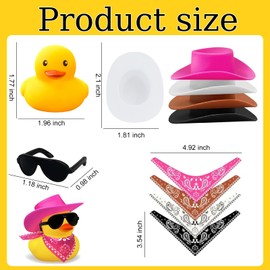 YIQXKOUY 12 Pieces Disco Cowboy Rubber Ducks with Scarf Hat and Sunglasses Bath Party Tiny Ducks for Summer Swimming Pool Birthday Party Favor