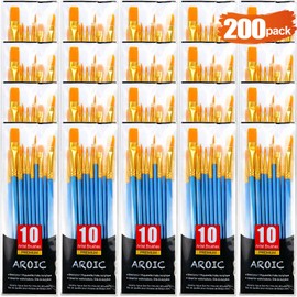 Acrylic Paint Brush Set, (20 Packs /200 pcs) Nylon Hair Brushes for Oil and Watercolor, Perfect Suit of Art Painting, Best Present for Painting, Blue