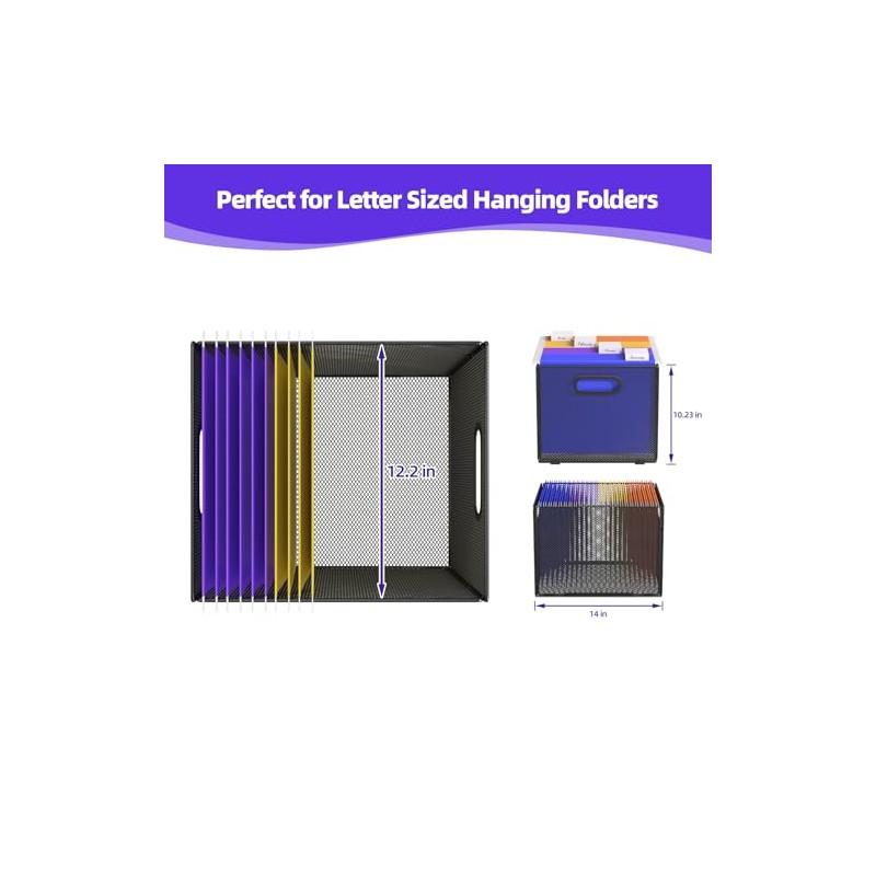 2 Pack Hanging File Organizer, File Folder Organizer Box Filing