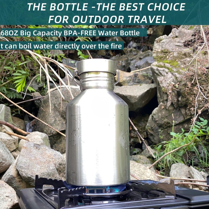 68OZ Stainless Steel Water Bottle with Handle Big Water Bottle
