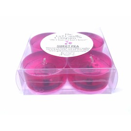 4 Pack of Sweet Pea Scented Mineral Oil Based Up to 8 Hour Tea Lights by The Gel Candle Company