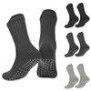 Permuly 3Pack Grip Socks Men, Non Slip Soccer Grip Socks Athletic Crew Cotton Socks for Men Yoga Pilates Hiking Basketball (CA/US, Alpha, One Size, Regular, Regular, Black+Light Grey+Dark Grey)