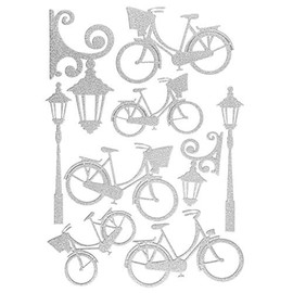 Ideen mit Herz 3D Sticker Deluxe | For Weddings, Various Wedding Motifs | Raised Stickers | Sheet Size: 21 x 30 cm (Bicycles & Lanterns | Silver)