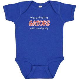 Curiositees Watching the Gators with my Daddy Fan Baby Jersey Bodysuit Outfit (Royal, 3-6 Months)