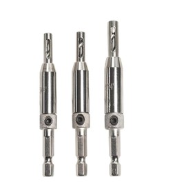 3Pcs Self-Centering Hinge Drill Bit Set - 1/4" Hex Shank High-Speed Steel Drill Bits for Door, Window & Cabinet Hinges (2.4mm, 2.8mm, 3.6mm)