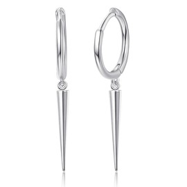 Sanfenly 925 Sterling Silver Huggie Earrings for Women 18K Gold Plated Small Dangle Hoop Earrings with Dangle Charms Cross Spike Moon Star Hypoallergenic Huggie Earrings for Women Girls