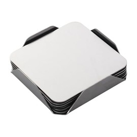 UPKOCH Set of 6 Square Steel Placemats with Non-Slip Coasters Made of Stainless Steel
