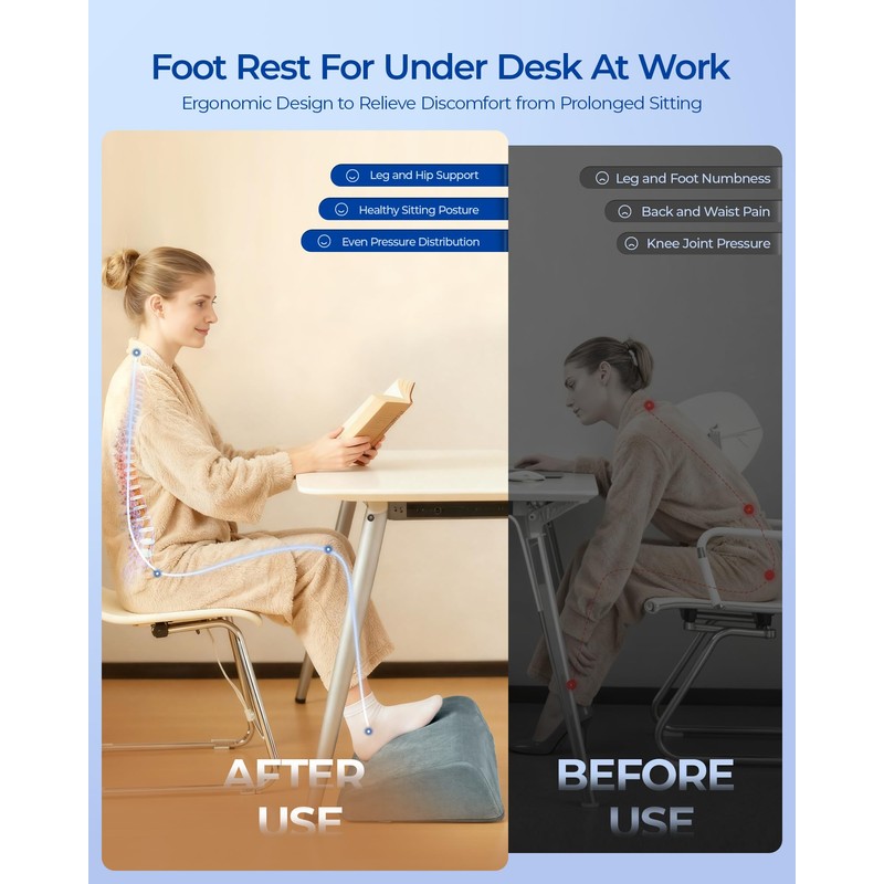 Kayfia 6 Adjustable Heights Foot Rest for Under Desk at