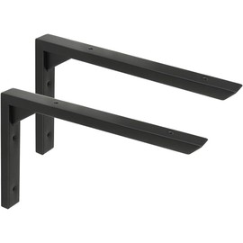 Mooche 25 cm L Shelf Brackets, Pack of 2 Shelf Brackets, 304 Stainless Steel Metal Angle Wall Bracket Shelf Bracket with Curved for Wall Mount, Black