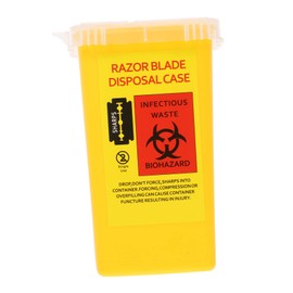 Mikinona 1Pc Plastic Razor Disposal Box Durable Storage Container with Lid for Barbershop Recycling Yellow Box Pattern