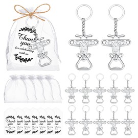 50pcs Airplane Bottle Openers Keychain for Aviation Themed Baby Shower Wedding Bridal Shower Gifts, Birthday Aviation Travel Gifts for Pilot, Stocking Stuffers for Men Friends Family Adults (Silver)