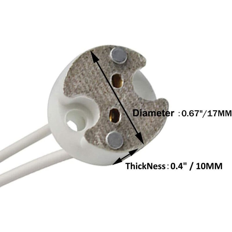 20pcs MR16,GU5.3,G4 MR11 Bi-Pin Socket Base Ceramic,Wire 5.9"