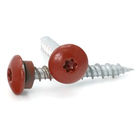 Low Profile Mechanical Galvanized Roofing Screws Red Finish - #10 x 1" Qty 100