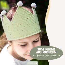 Papierdrachen Muslin Crowns with Gold Accents Mint - Set 03