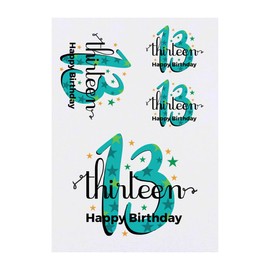 Azeeda 4 x 'Alles Gute zum Geburtstag Dreizehn' Temporäre Tattoos - Wasserfest, Hautfreundlich & Ungiftig · Transfers in Verschiedenen Größen (TO00073668)