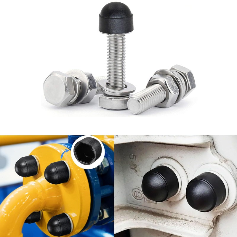 60 PCS Black M6 Bolt Nut Protective Cap，Hex Head Bolt