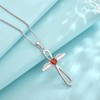FJ Infinity Cross Necklace 925 Sterling Silver Religious Pendant Garnet