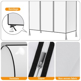 Syeeiex 4ft Breathable Clothes Rack Cover with 2 Zips, Non-Woven Garment Bag, Long, 127 x 152 x 50 cm, Dust Protection, Hanger, Clothes Cover for Clothes Rail, White