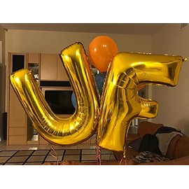 Lepep 40 cm Gold Balloons Numbers from 0 to 9 Letters from A to Z Party Decoration Balloons for Birthday Baby Shower Bridal Shower Wedding Prom Decoration Foil Balloons (Letter M)
