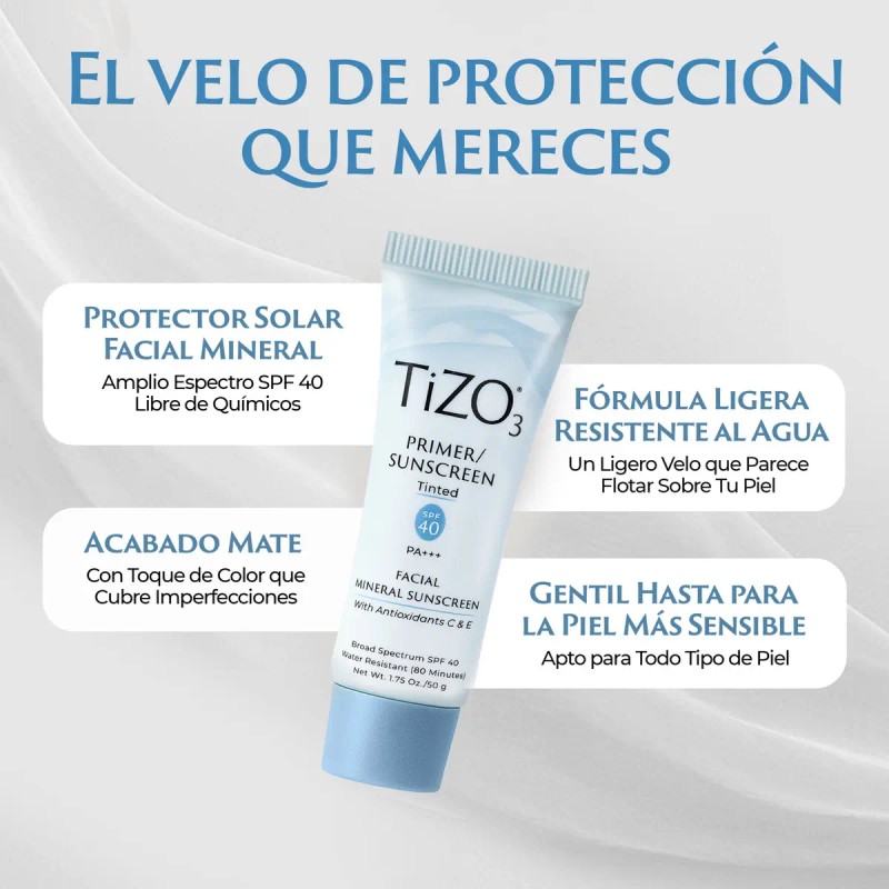 Protector Solar Facial Mineral con Color SPF 40 TiZO 3
