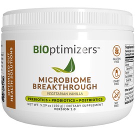 BiOptimizers Microbiome Breakthrough Repair Powder | Contains Probiotics for Men & Women | Gas & Bloating Relief, GI Revive & Improves Gut Health | Vanilla | Vegetarian | 30 Servings | 150g