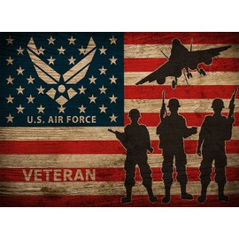DIY 5D Diamond Painting Kits for Adults Full Drill Diamond Painting U.S. Air Force Veteran Soldier Plane Set for Home Wall Decor 30x40cm/11.8x15.8 inch