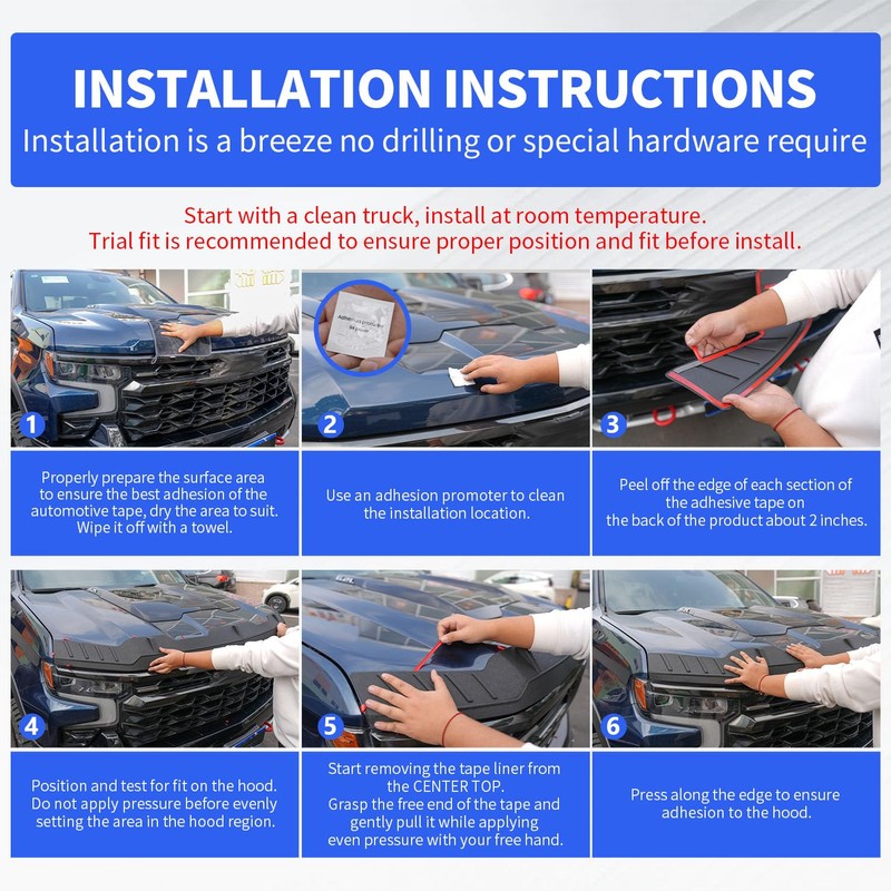 CZmenghe Hood Deflector Compatible with 2019-2026 Chevy Silverado 1500 Hood