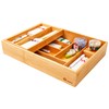 COIWAI Double Layer Bamboo Kitchen Drawer Organizer Cutlery Utensil Silverware