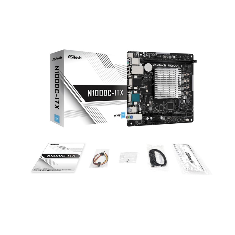 ASRock N100DC-ITX Mini-ITX Motherboard - Intel N100 Quad-Core (3.4GHz), DDR4,