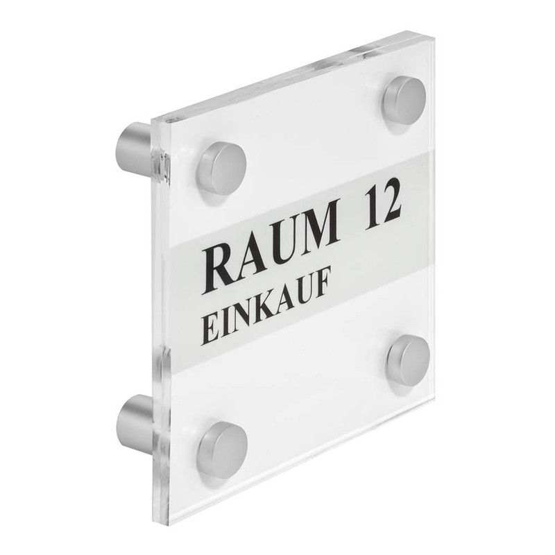 Door Sign Acrylic Glass 100 x 100 mm with Four