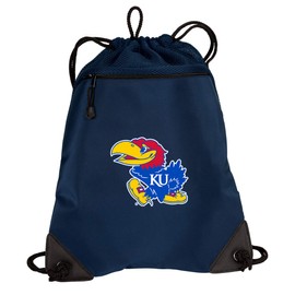 Broad Bay Kansas Jayhawks Drawstring Backpack University of Kansas Cinch Bag - UNIQUE MESH & MICROFIBER