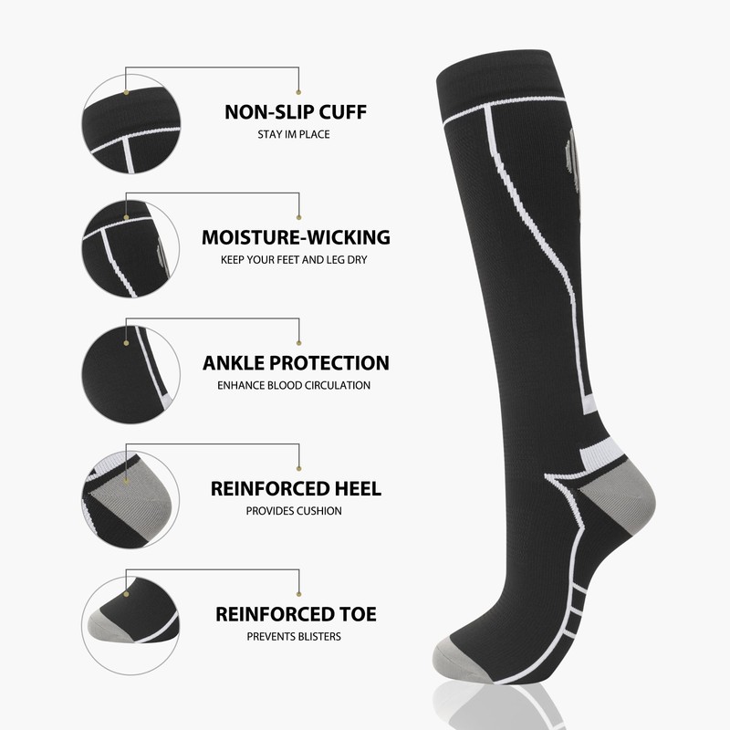 Compression Socks for Women Men Circulation Knee High 8 Pairs