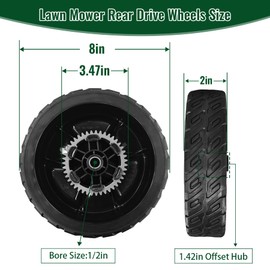 Sthovd 42710-VR8-N00ZA Lawn Mower Rear Drive Wheels 8" Compatible with Honda HRN216 Walk Behind Mower Tires Assebmly-2 Pack