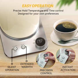 BOHOME Electric Kettle, 1.8L/1200W, Stainless Steel, Control Buttons, Digital Display Panel, Keep Warm for 12 hours, Auto Shutoff, BPA-Free, Hot Water Kettle for Coffee & Tea, Electroplated handle