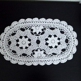 Laivigo New Handmade Crochet Lace Oval Table Placemat Doilies Doily12 x 20 InchWhite2pcs