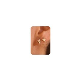 Plenky Gold Earrings for Women - 2 Pairs 14K Gold Plated Small Starfish Stud Earrings Set Beachy Jewelry for Women Gifts