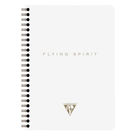 Clairefontaine 104566C Flying Spirit Notebook with Inner Pockets and Spiral Bound Lined 60 Sheets DIN A5 14.8 x 21 cm Pack of 1 White with Assorted Designs