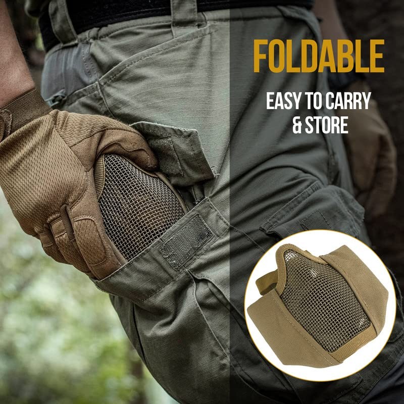 OneTigris 6" Foldable Half Face Mesh Mask with Ear Protection,