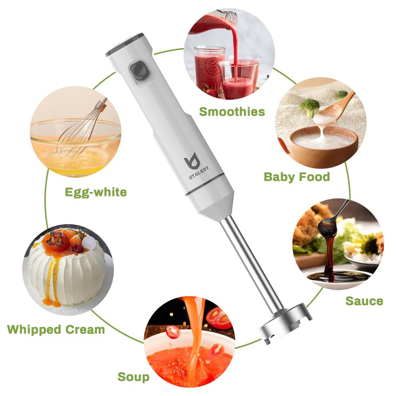 Cordless Hand Blender, UTALENT Variable Speed Immersion Blender handheld Rechargeable,