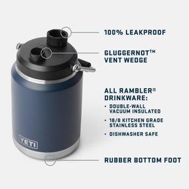 YETI Rambler Half Gallon Jug 2.0, Vacuum Insulated, Leakproof, Stainless Steel with MagCap, Navy
