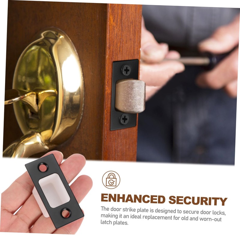 LALAFINA Black Gusset Screw Security Strike Plate Flush Bolt Black