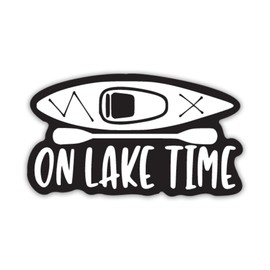 On Lake Time Kayak Vinyl Decal Sticker | Cars Trucks Vans SUVs Windows Walls Cups Laptops |Multiple Color Options | 5.5 Inch (White on Black)