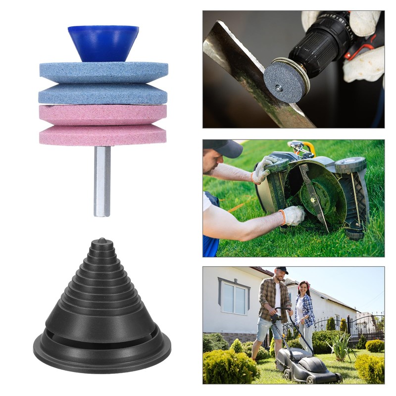 sourcing map Lawn Mower Blade Sharpener, 3pcs Corundum Four Layer