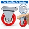 4-Pack 1.5-Inch Red Fixed Caster Wheels – Metal Plate Mount