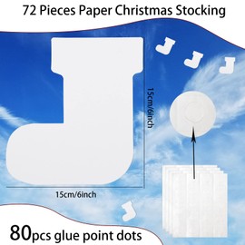 72 Pcs Christmas Stocking Cutouts Paper Christmas Stocking Shape White Paper Christmas Cutout Single Color Christmas Stocking Die Cuts for Xmas Winter Party Decor Kids Classroom Craft Project,6x6"