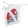 Ambesonne Japanese Wave Fabric Pouch Set of 2, Big Red