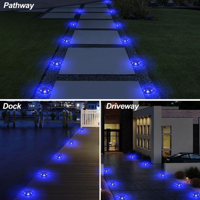 CREPOW Solar Deck Lights Driveway Dock Lights 4 Pack, Waterproof