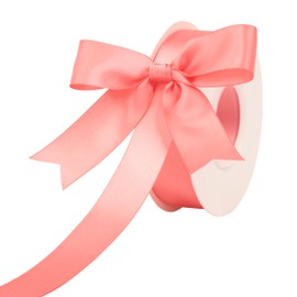 DINDOSAL Double Face Satin Ribbon 1 Inch Coral Pink Ribbon Polyester Silk Ribbon for Gift Wrapping Crafts Wedding Decor Birthday Party Flower Bouquet- 25Yards